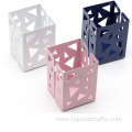 Custom Desk Decoration Square Shape Metal Pen Holder